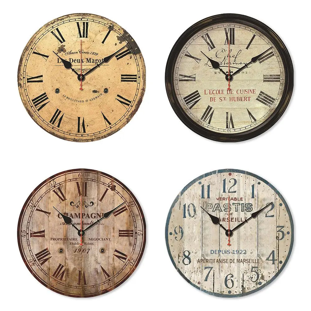 Vintage Style Clock Art Kitchen Minimalist Battery Powered Wall Clock Decorative Clocks Home Decor Hanging Watch