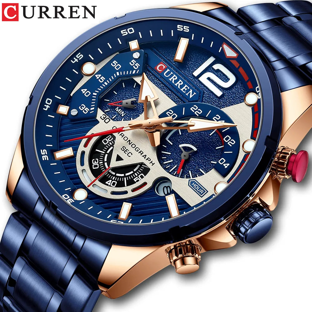 CURREN Men's Sport Chronograph Quartz Watch with Luminous Dial - 8395