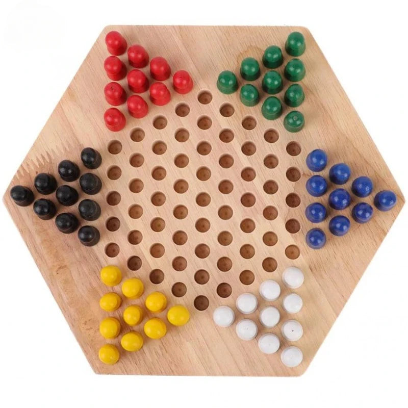 Chinese Checkers Set Wooden Educational Board Kids Classic Checkers Set Strategy  Board Set Kid Family Toy Chess board game Gift