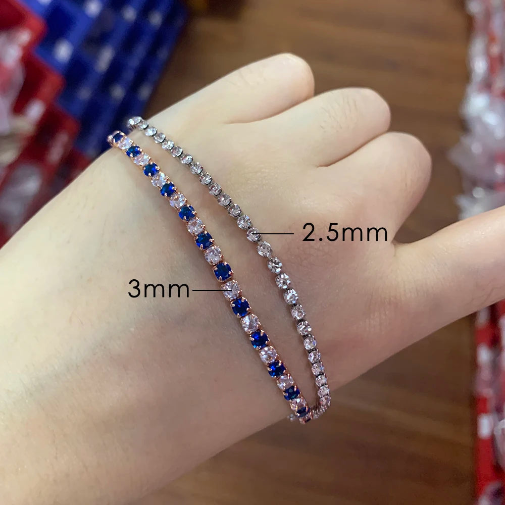 ZHOUYANG Blue Zircon Rose Gold Tennis Bracelet for Women