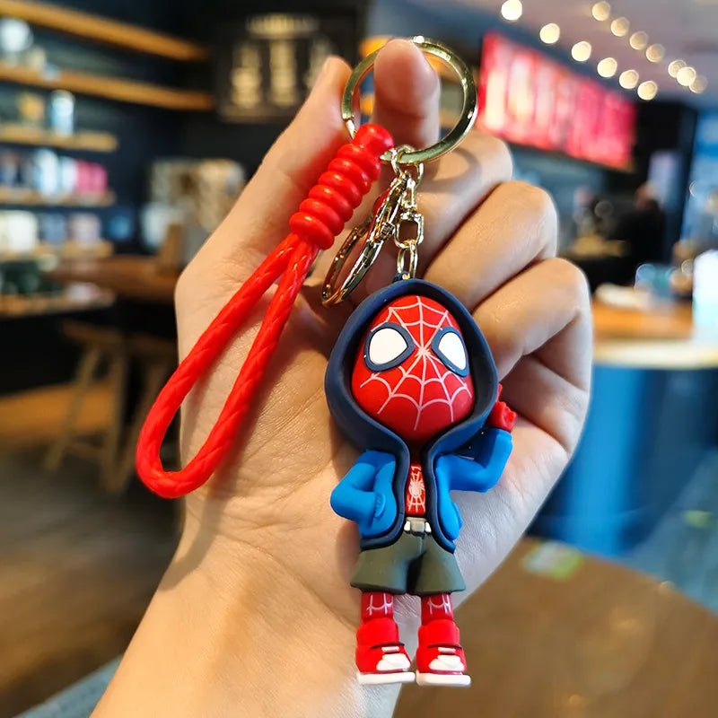 Marvel Spider Man Cute Doll Keychain Action Figures Avengers Captain America Pendant Toys Kawaii Bag Car Keyring Birthday Gifts