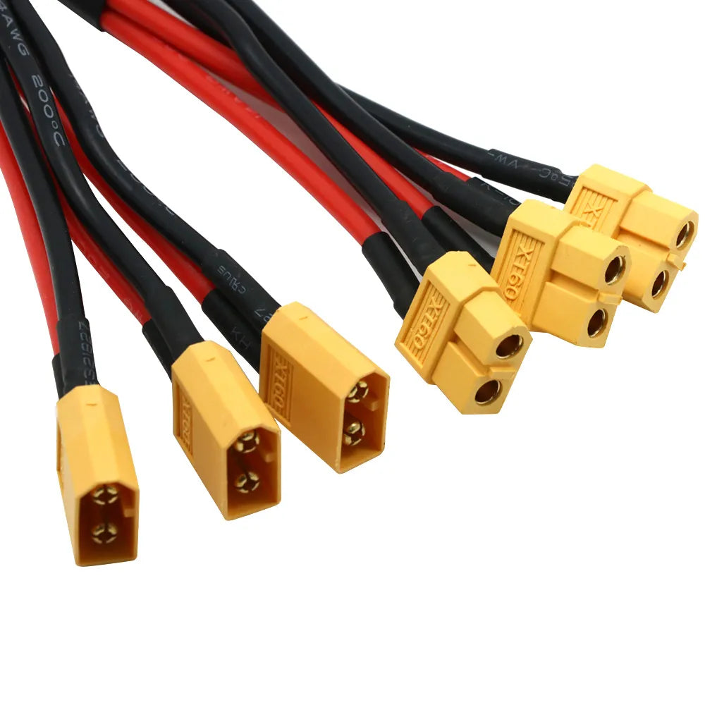 XT60 Parallel Battery Connector Male/Female Cable Dual Extension Y Splitter/ 3-Way 14AWG Silicone Wire for RC Battery Motor