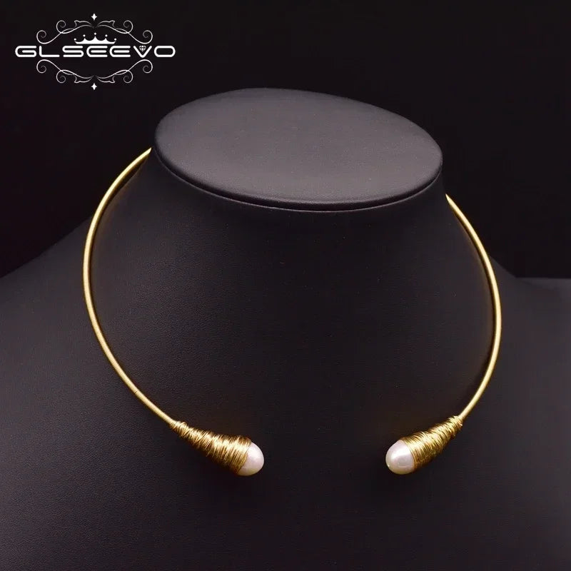 GLSEEVO Natural Freshwater Baroque Pearl Choker Necklace GN0048