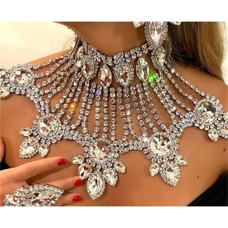 Crystal Bridal Rhinestone Geometric Choker Necklace