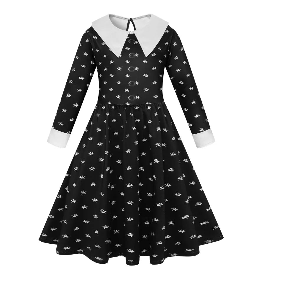 Wednesday Addams Cosplay Dress for Halloween