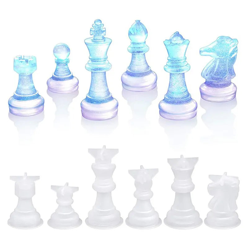 DIY Chess Piece Crystal Epoxy Silicone Mold Queen King Soldier 6 Three-Dimensional Chess Piece Mold Chess Game Entertainment