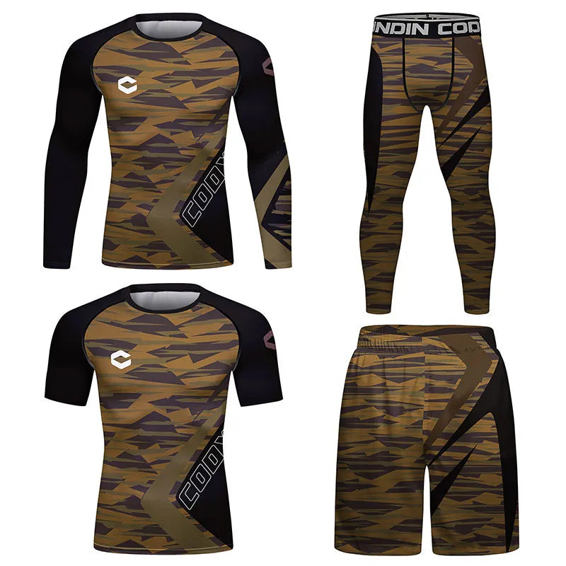 Rashguard MMA Compression Shirt For Men Sports Wear Clothing Bjj Rash Guard Suits Fitness Muay Thai  Gi Boxing Jerseys 4PCS/Sets