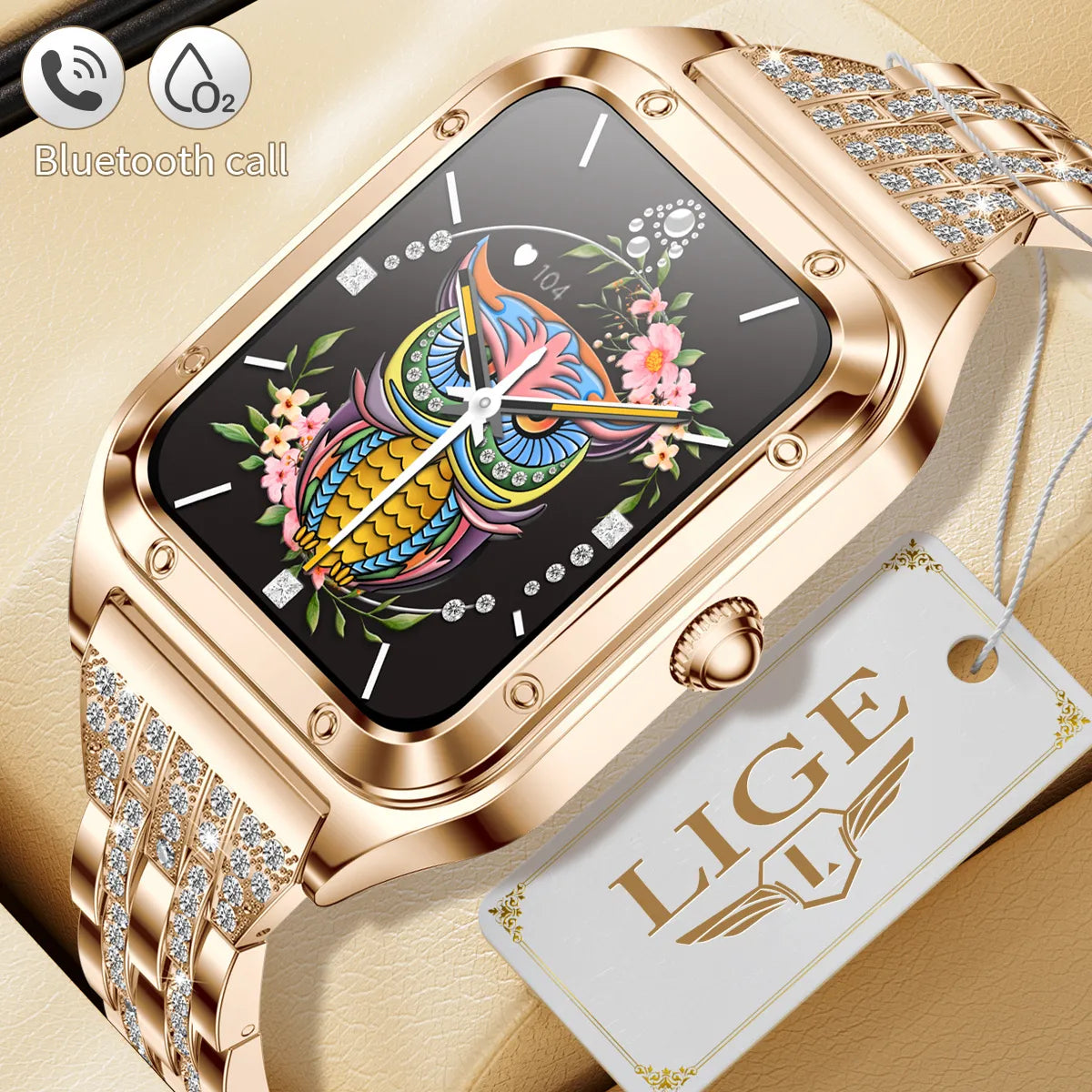 LIGE Women's Smartwatch with Bluetooth Call and Blood Pressure Monitor