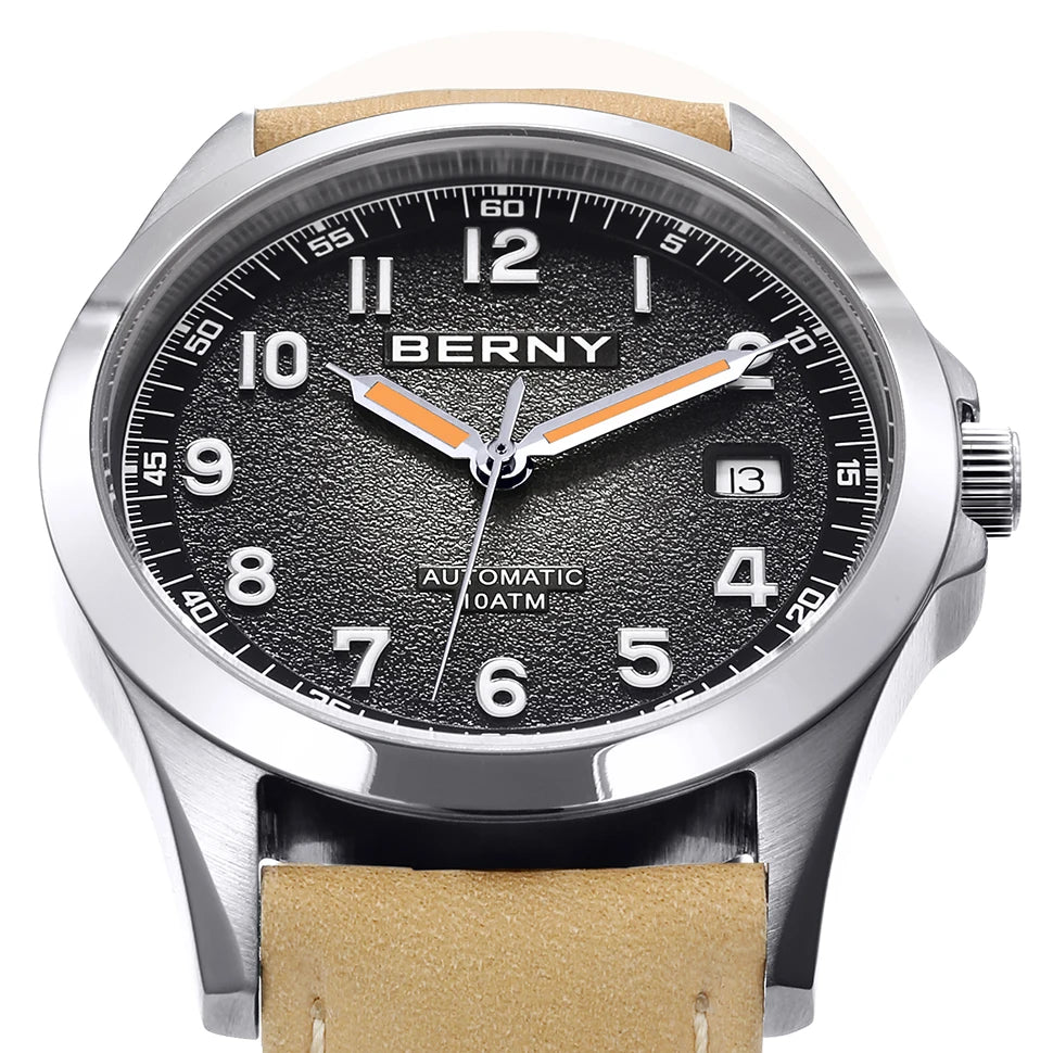 Berny Frosted Dial Automatic Men's Watch Seagull ST2130 10ATM