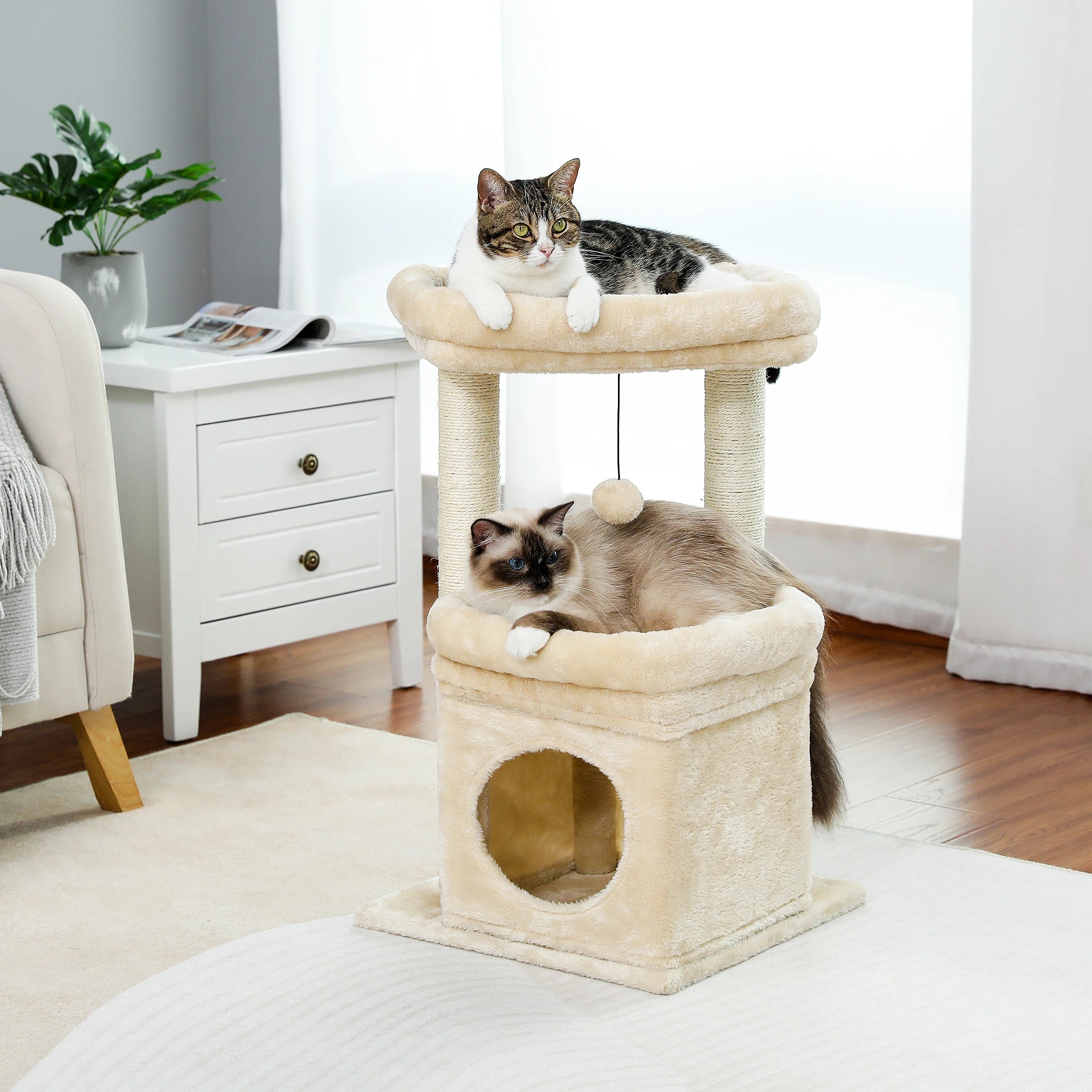 Small Cat Tree Tower Condo Toy with Scratching Post: