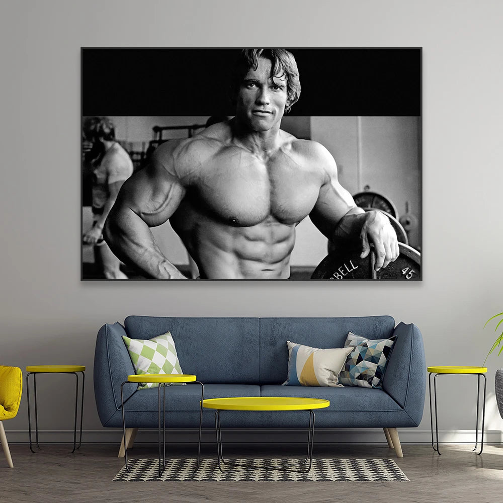 Inspiration Poster Arnold Schwarzenegger Motivational Sports Wall Art Print Gym Fitness Prints Black and White Canvas Painting