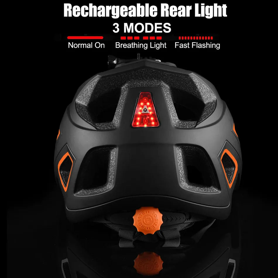 CYCABEL Men MTB Bicycle Helmet Bike Safely Cap Ultra-lightweight Mountain Road Cycling Sports Riding Helmets with LED Light