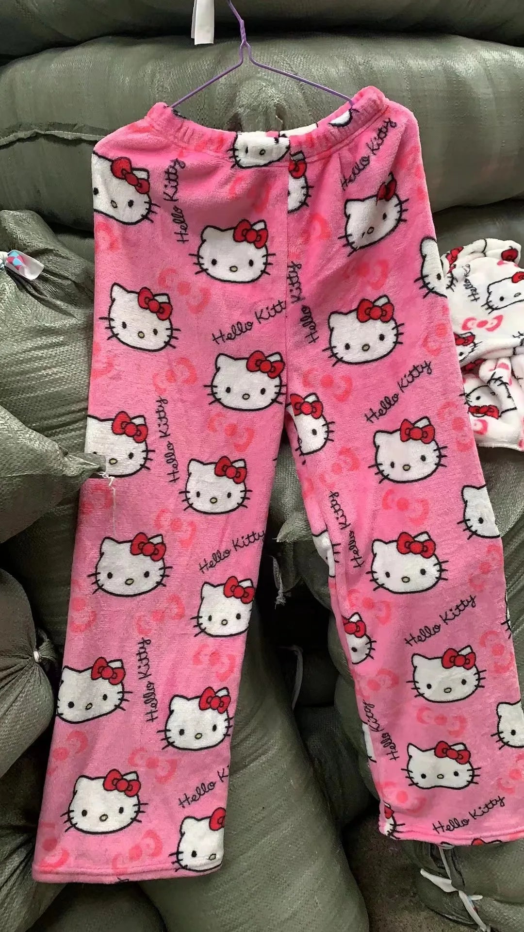 Cute Sanrio Cartoon Pajamas Anime Hello Kitty Pants Multicolour Flannel Women Casual Home Fashion Trousers Girl Clothes Gift