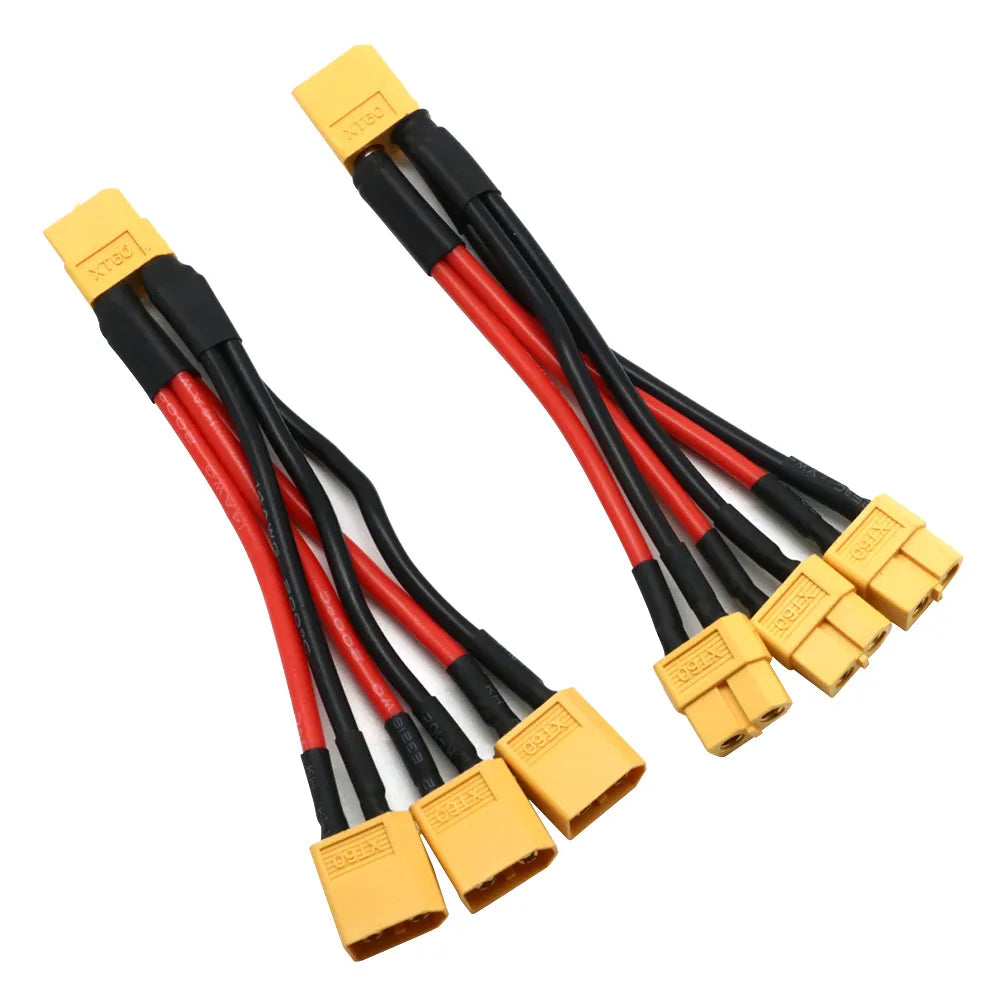 XT60 Parallel Battery Connector Male/Female Cable Dual Extension Y Splitter/ 3-Way 14AWG Silicone Wire for RC Battery Motor