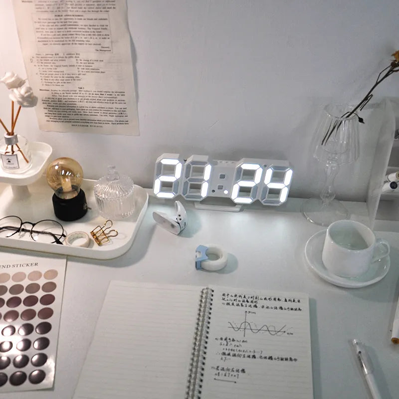 Smart 3d Digital Alarm Clock Wall Clocks Home Decor Led Digital Desk Clock with Temperature Date Time Nordic Large Table Clock