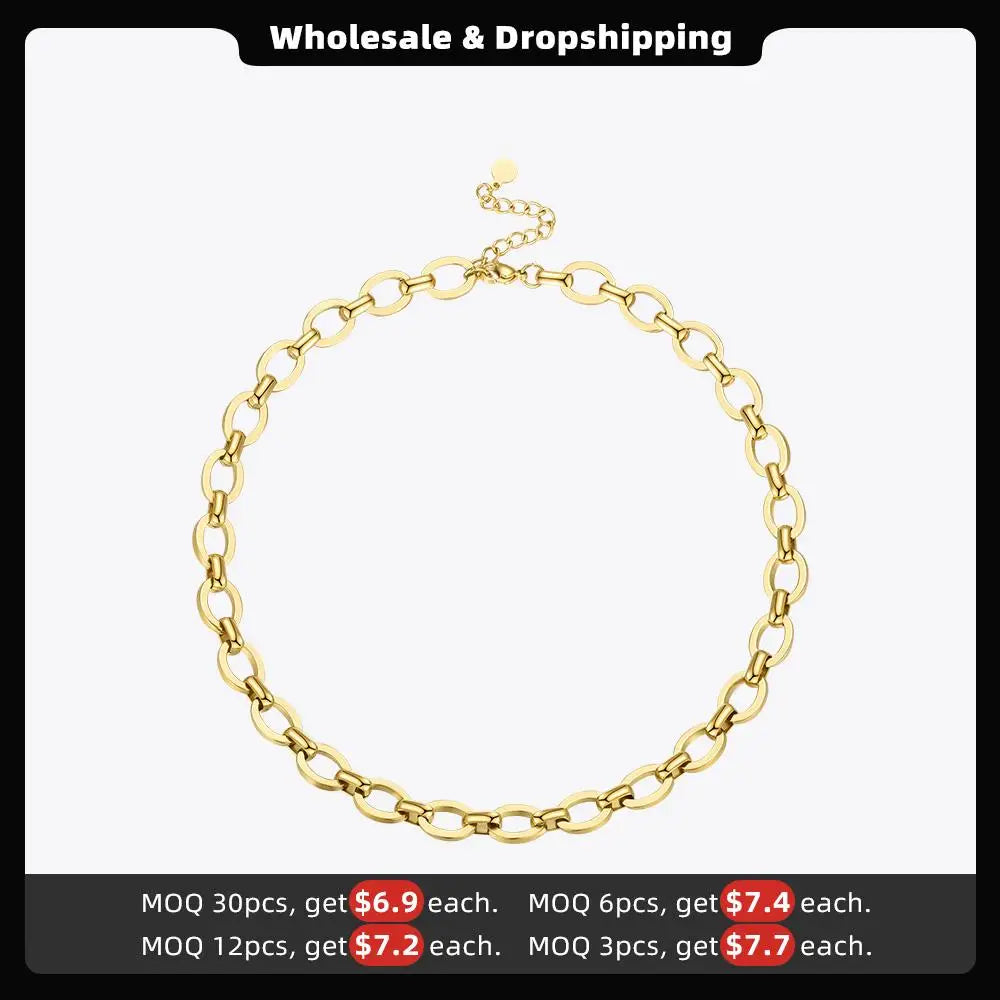 ENFASHION Gold O-Shaped Stainless Steel Punk Necklace P203156
