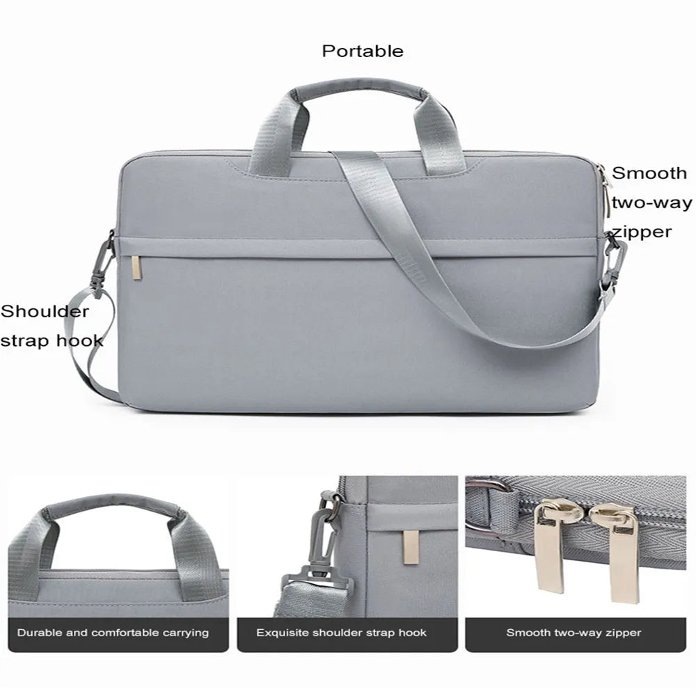 For 13 14 15 15.6 Inch Laptop Storage Bags Soild Color Laptop Shoulder Handbag Waterproof Notebook Sleeve