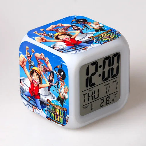 One Piece LED Luminous Alarm Clock Anime Figure Luffy Zoro Night Light Digital Alarm Clocks Table Lamp Home Decor Kids Toy Gifts