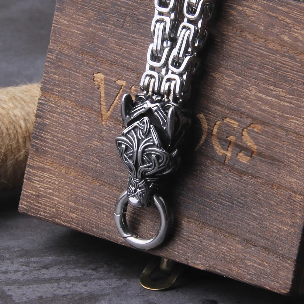 Never Fade Men Celtic Wolf Necklaces Viking Vegvisir Amulet Hammer Pendant Norse Runes Anchor Stainless Steel King Chain Jewelry
