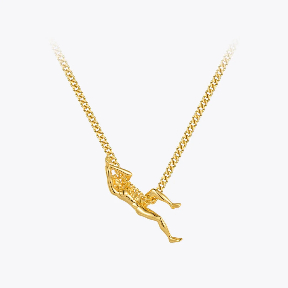 ENFASHION Gold Athlete Human Body Pendant Necklace