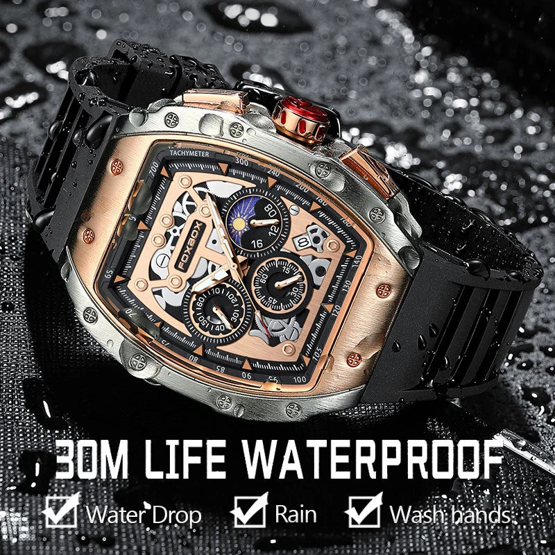 LIGE Men's Waterproof Quartz Watch with Silicone Band