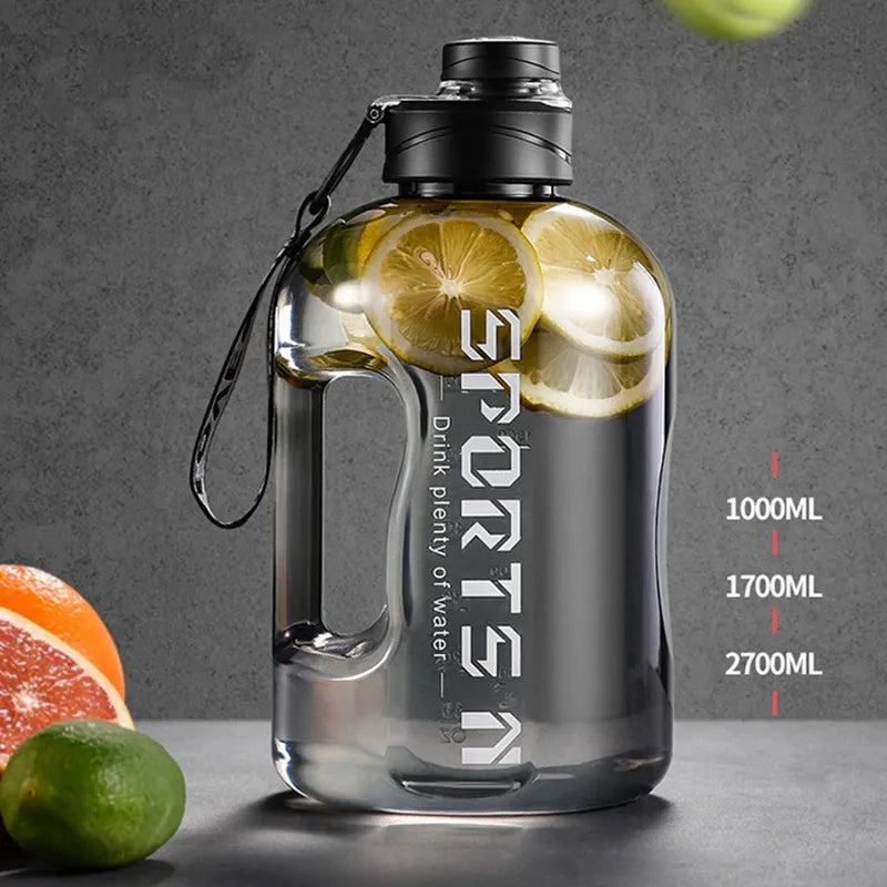 2.7L/1.7L Accurate Calibration Water Bottle for Hiking Fitness Camping Men Women Outdoor Large Leak-proof Gym Training Bottle