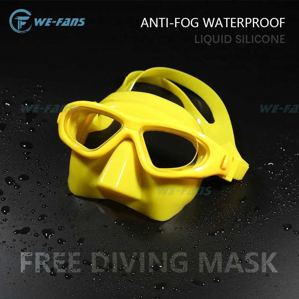 We-Fans Extreme Low Volume Free Diving Mask Scuba Snorkeling Spearfishing Black Silicon Mask Swimming Goggles For Scuba Dive