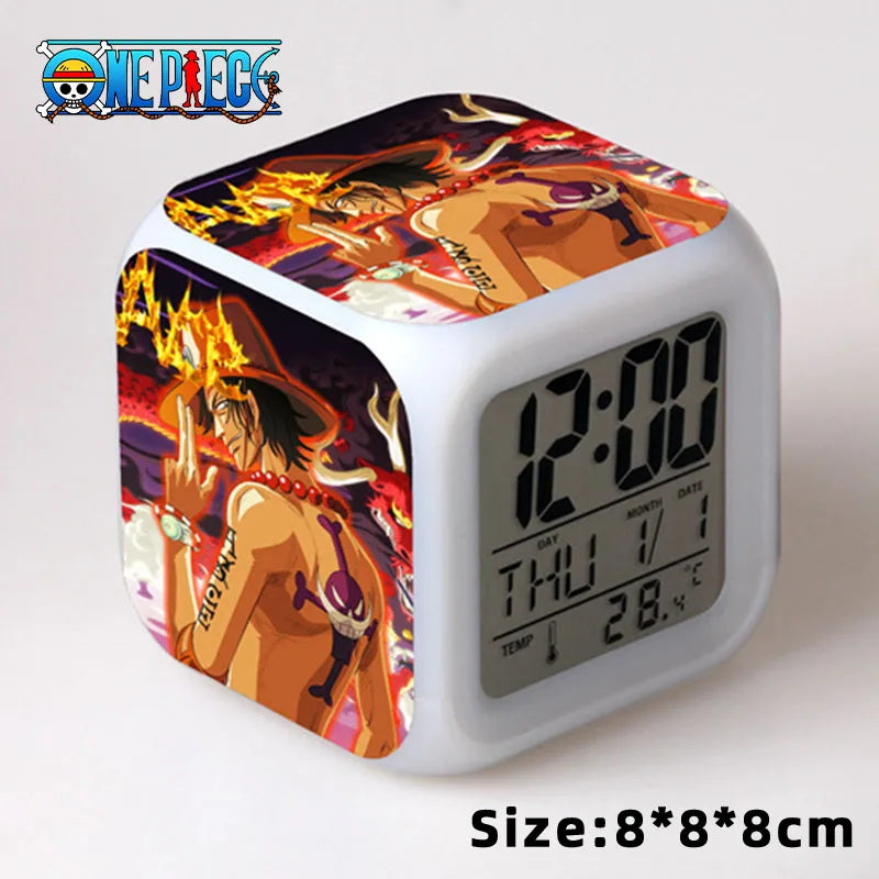 One Piece LED Luminous Alarm Clock Anime Figure Luffy Zoro Night Light Digital Alarm Clocks Table Lamp Home Decor Kids Toy Gifts