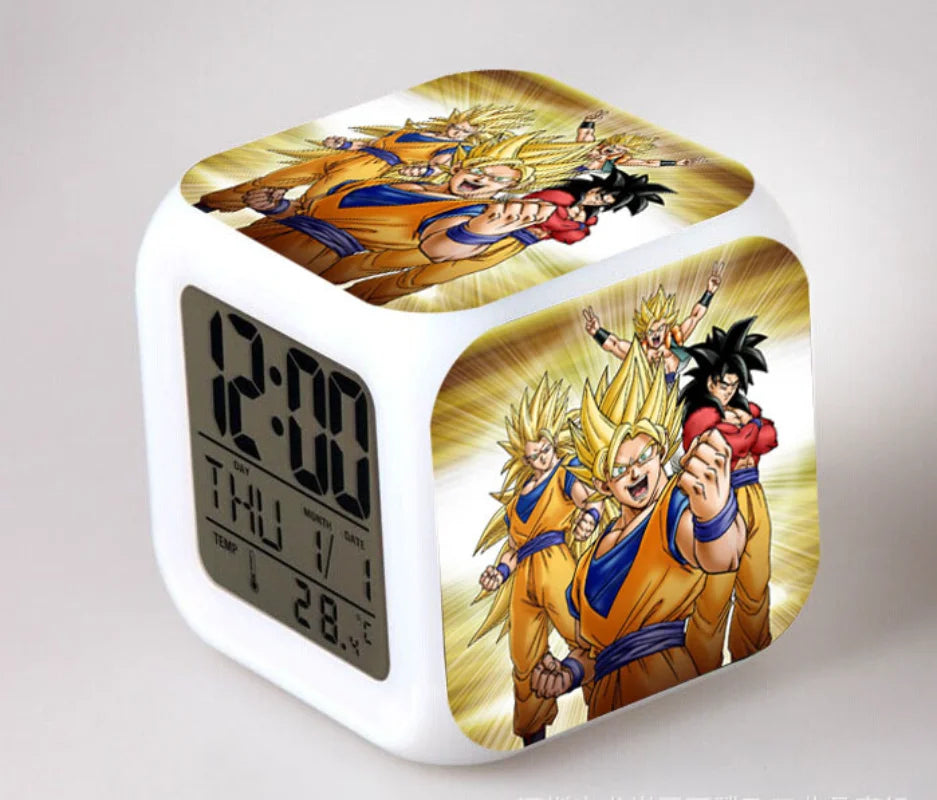 Dragon Ball Alarm Clock Animation Figure LED Light Night Clocks Goku Saiyan Cartoon Desk Clock Kid Room Decoration Birthday Gift