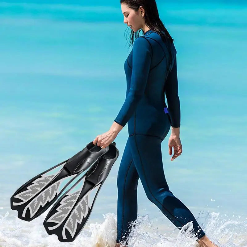 Snorkeling Fins Set Good Rebound With Adjustable Head Strap Long Flippers Leakproof Flexible Anti Slip Snorkeling Set With