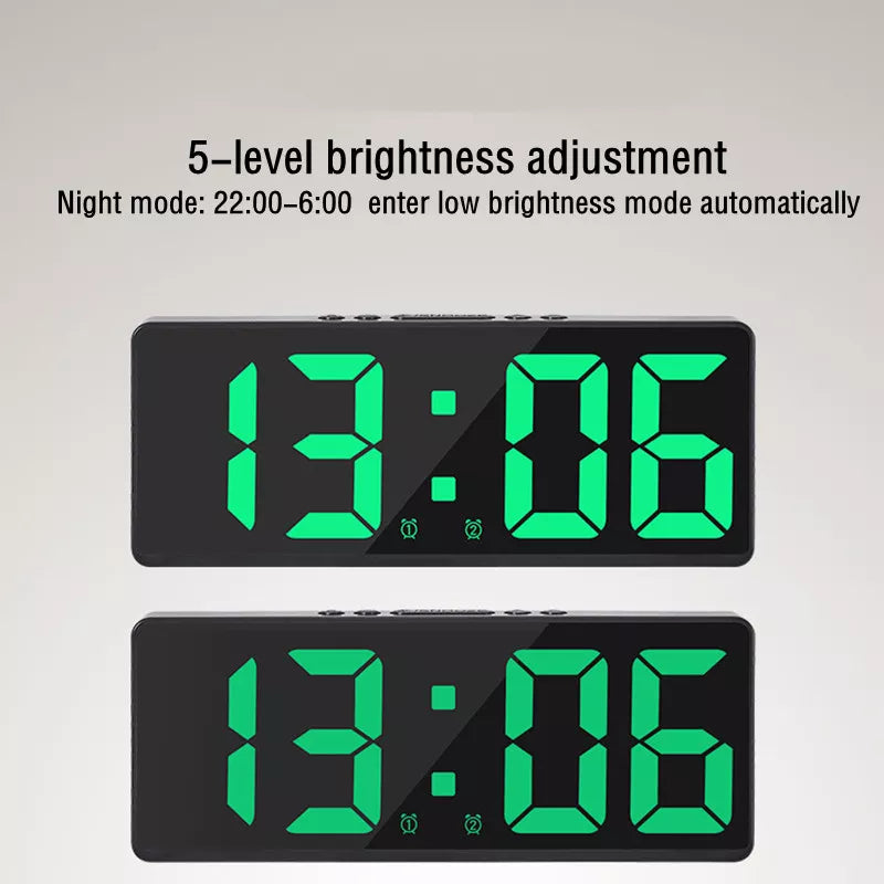 Digital Alarm Clock Voice Control Teperature Snooze Night Mode Desktop Table Clock 12/24H Anti-disturb Funtion LED Clocks Watch