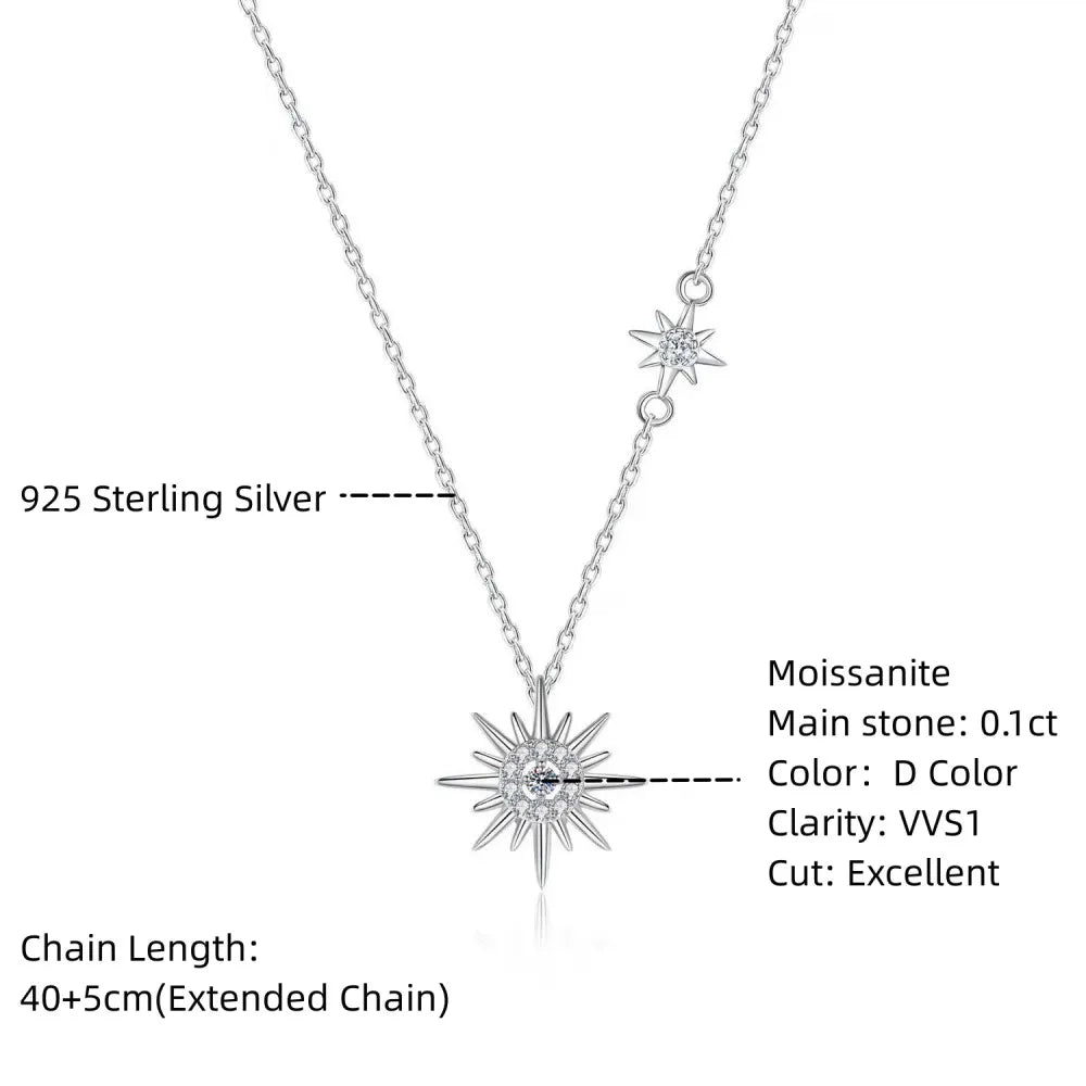 COSYA 0.1CT Moissanite Hexagram Pendant Necklace, 925 Silver