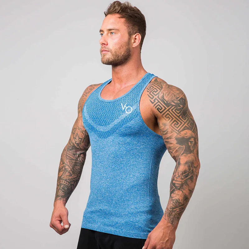 Mens Summer Brand Fitness Tank Top Bodybuilding Gyms Clothing Man Sleeveless Shirts Slim Fit Vests Singlets Muscle Casual Tops