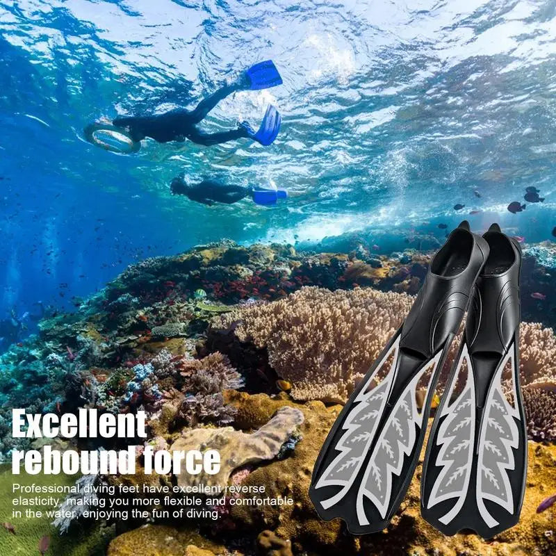 Snorkeling Fins Set Long Flippers Good Rebound Flexible With Adjustable Head Strap Diving Set Anti Slip Snorkeling Set With