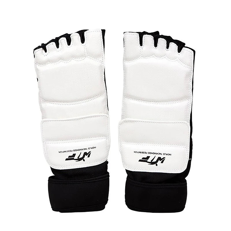 1pair Taekwondo Leather Foot Gloves Sparring Karate Ankle Protector Guard Gear Boxing Martial Arts Foot Guard Sock Adult Kid
