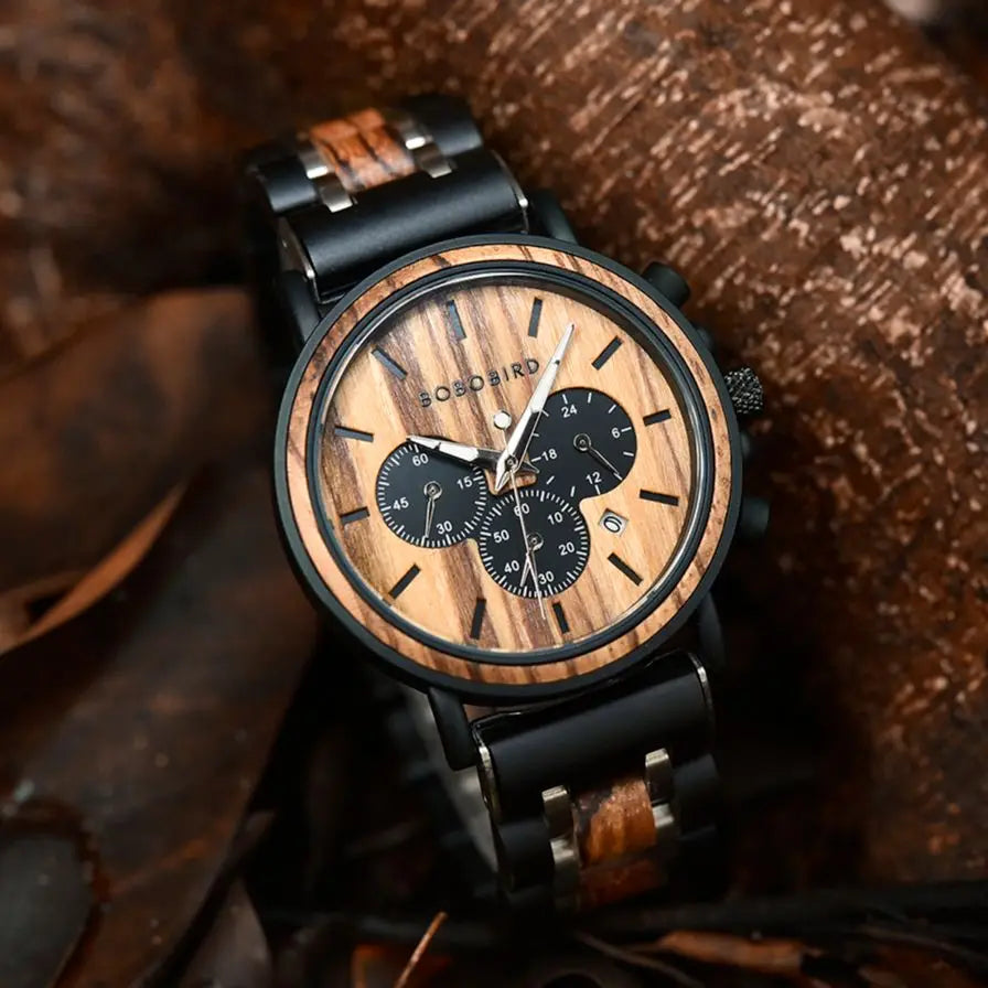BOBO BIRD Ebony Wood Men's Wristwatch