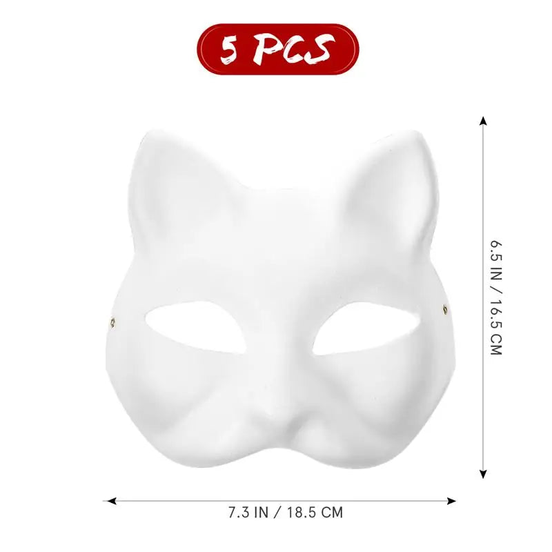 5/1Pcs Japanese Mask Half Face Hand-painted Cat Fox Mask Anime Demon Slayer Masquerade Halloween Festival Cosplay Prop