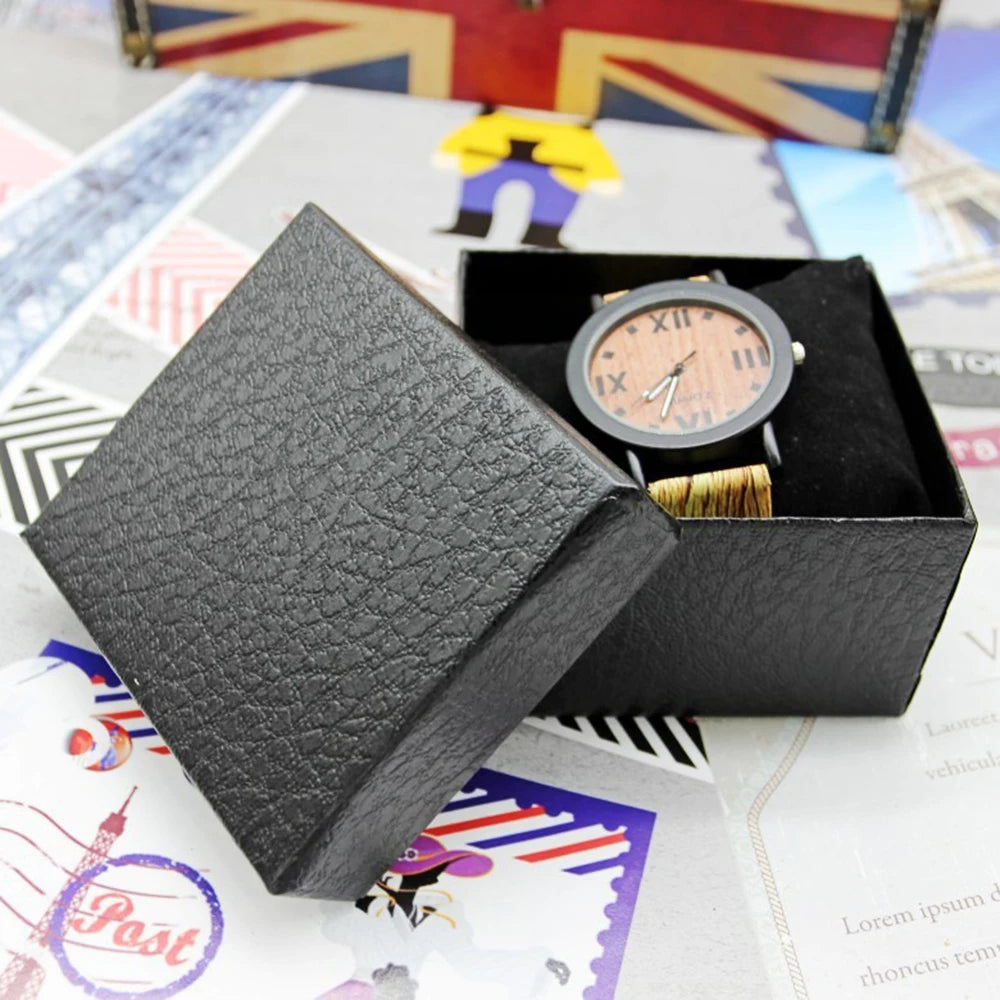 Faux Leather Litchi Pattern Watch & Jewelry Storage Box