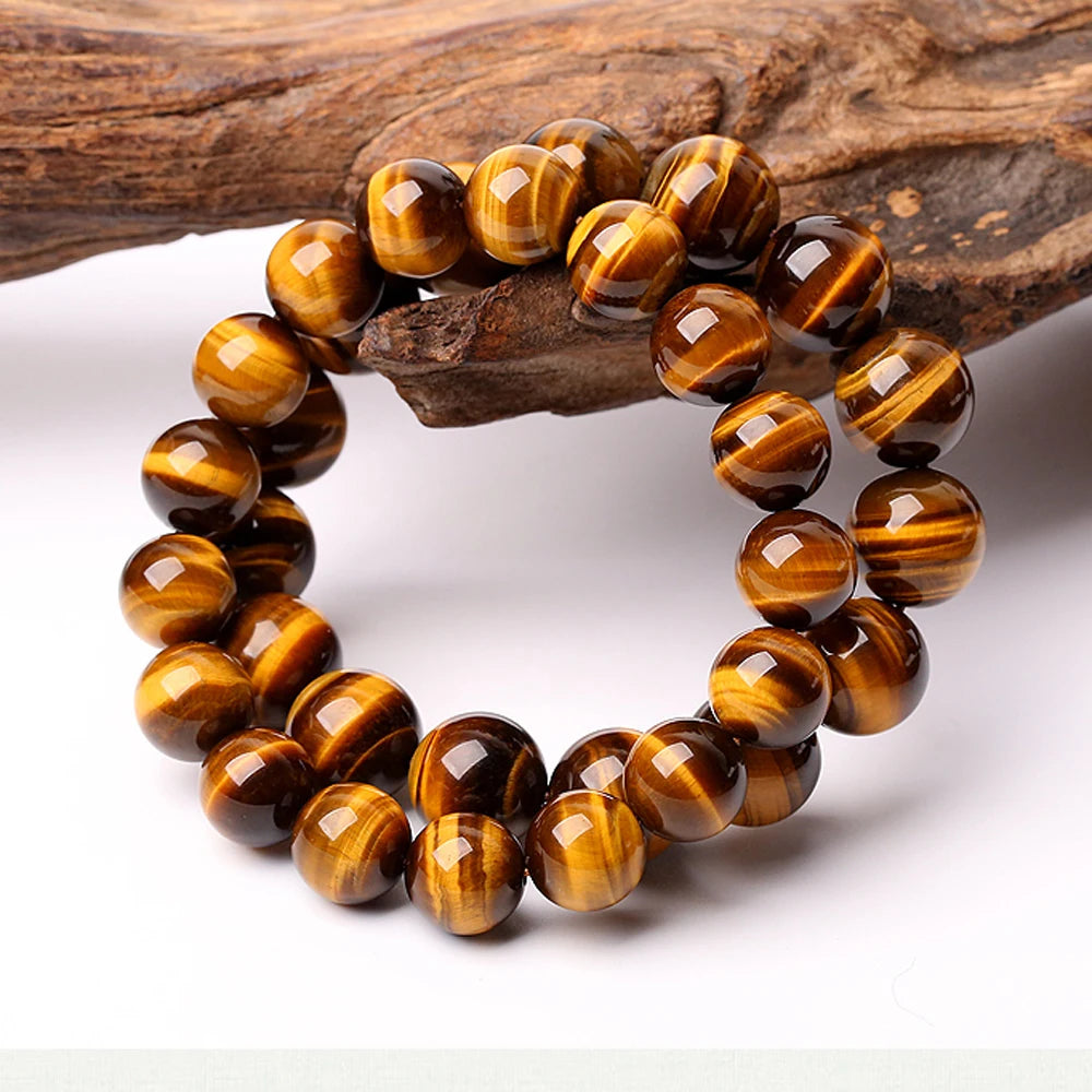 5A Natural Tiger's Eye Stone Beaded Bracelets for Men and Women - Fashion Accessories Wholesale