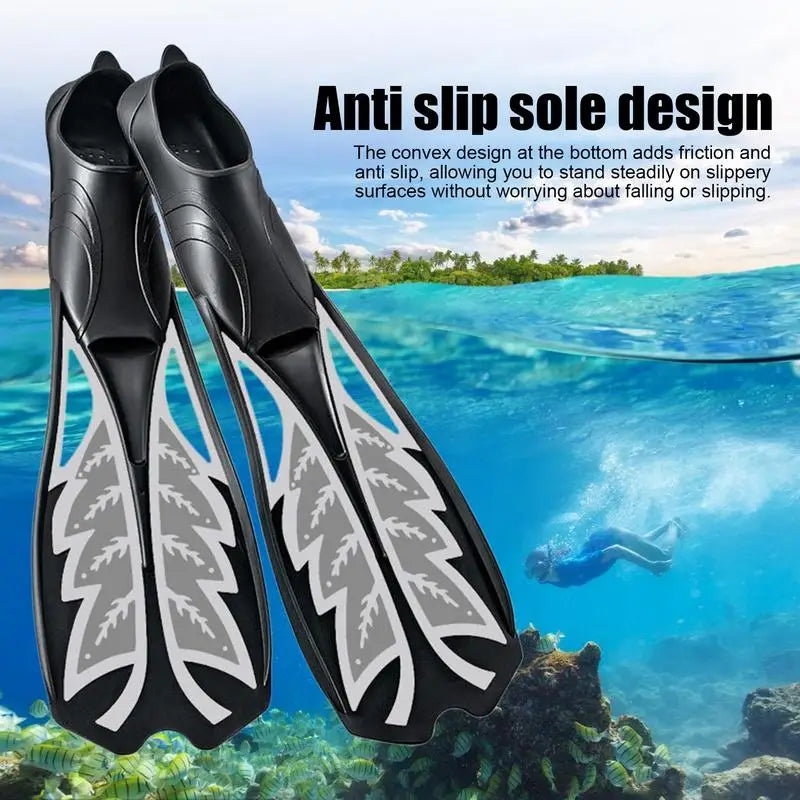 Snorkeling Fins Set Long Flippers Good Rebound Flexible With Adjustable Head Strap Diving Set Anti Slip Snorkeling Set With