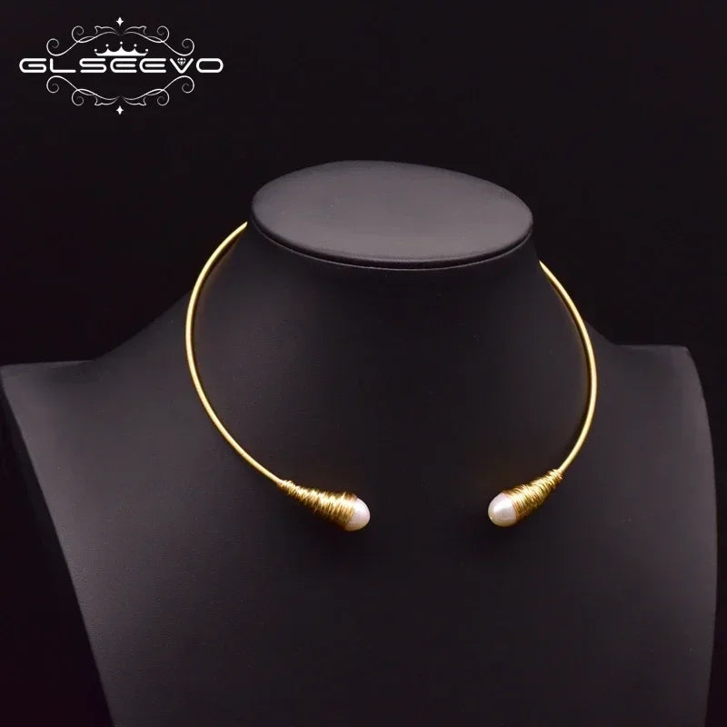 GLSEEVO Natural Freshwater Baroque Pearl Choker Necklace GN0048