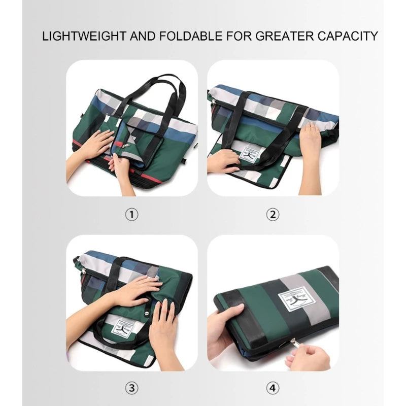 Large Capacity Folding Travel Shoulder bag Lightweight Waterproof Foldable Handbag Wet/Dry Separation Travel Bag Men Gym Bag