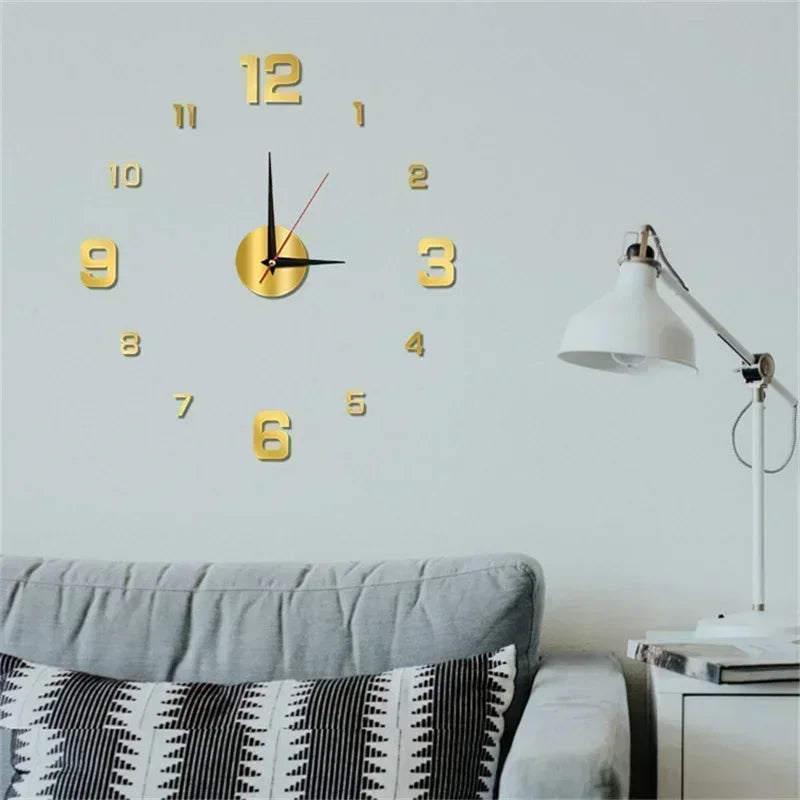 DIY Wall Clock for Home Office 40cm Frameless Modern 3D Wall Clock Mirror Stickers Hotel Room Design School Decoration Decor