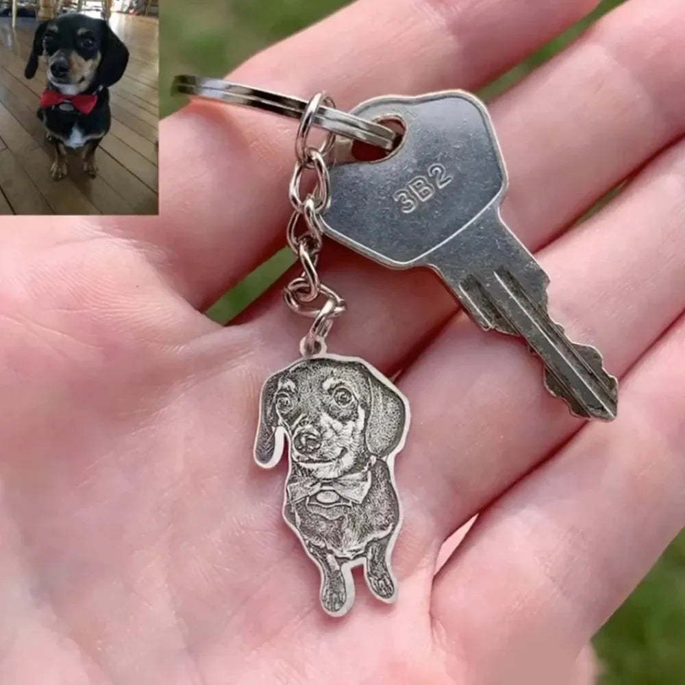 Personalized Pet Photo Necklace Engraved Pets Pendant Gifts Handmade Custom Dog Cat Keychain Memory Jewelry Picture Pendants
