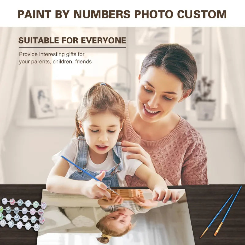 24/36 Color Personalised Paint By Numbers Photo Custom DIY Oil Painting By Number Picture Canvas Portrait Family Children Photo