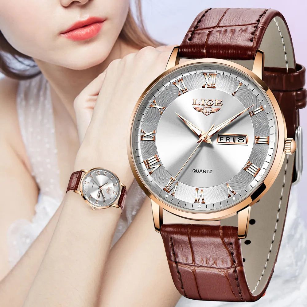 LIGE Women Watch Rose Gold Montre Femme Women  Ultra-thin Fashion Relojes Para Mujer Luxury Lady Wrist Watches Reloj Mujer
