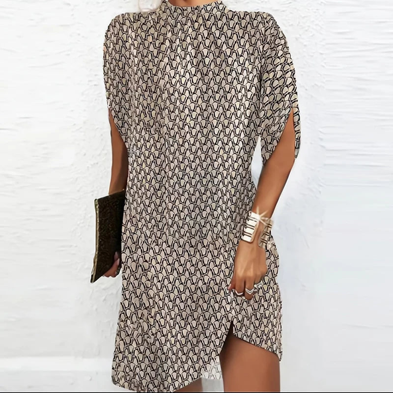 Women's Summer Patchwork Short Dress: Casual O-Neck, Short Sleeve Party Dress with Sleeveless, Loose Beach Design