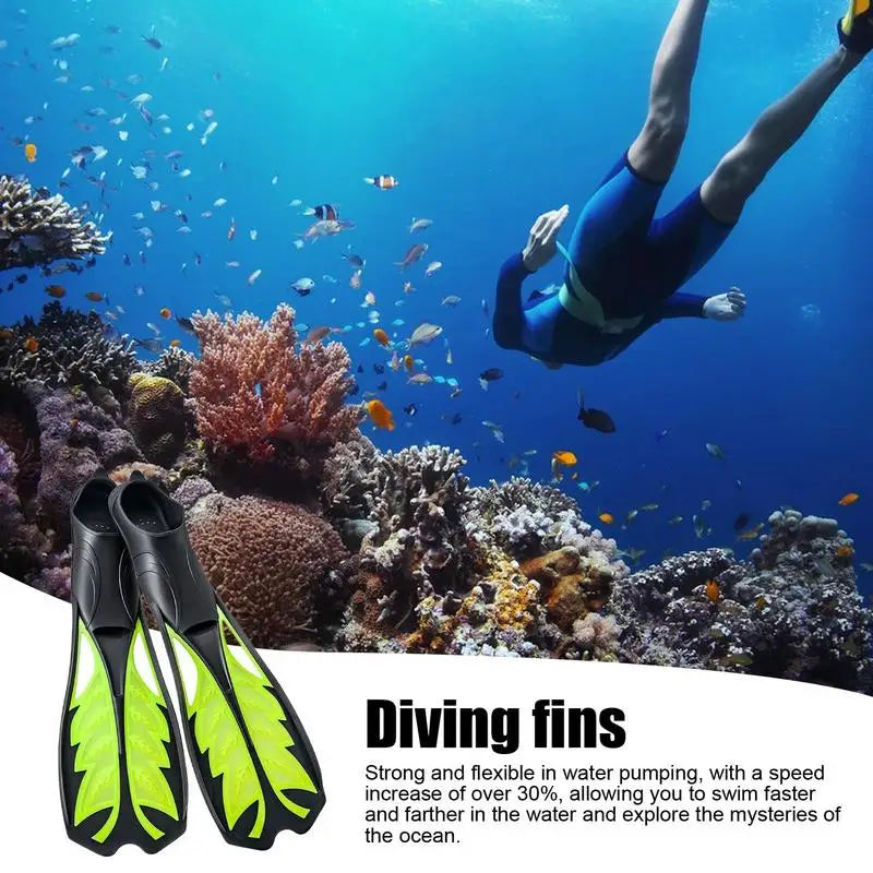 Fins For Diving Set Long Flippers Good Rebound Flexible With Adjustable Head Strap Diving Set Anti Slip Snorkeling Set With