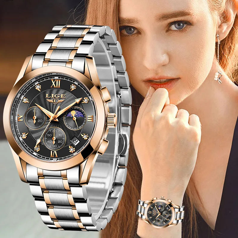 LIGE Women's Stainless Steel Bracelet Watch