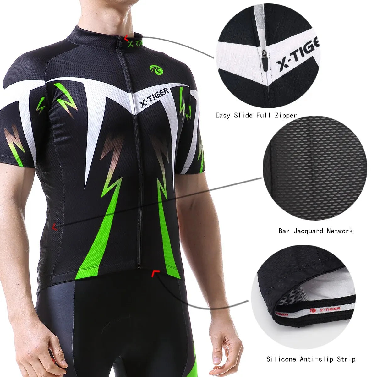 X-TIGER Pro Cycling Jersey Set Men Bicycle Clothing MTB Summer Quick-dry Bike Riding Clothes Anti-UV Suit Accessories